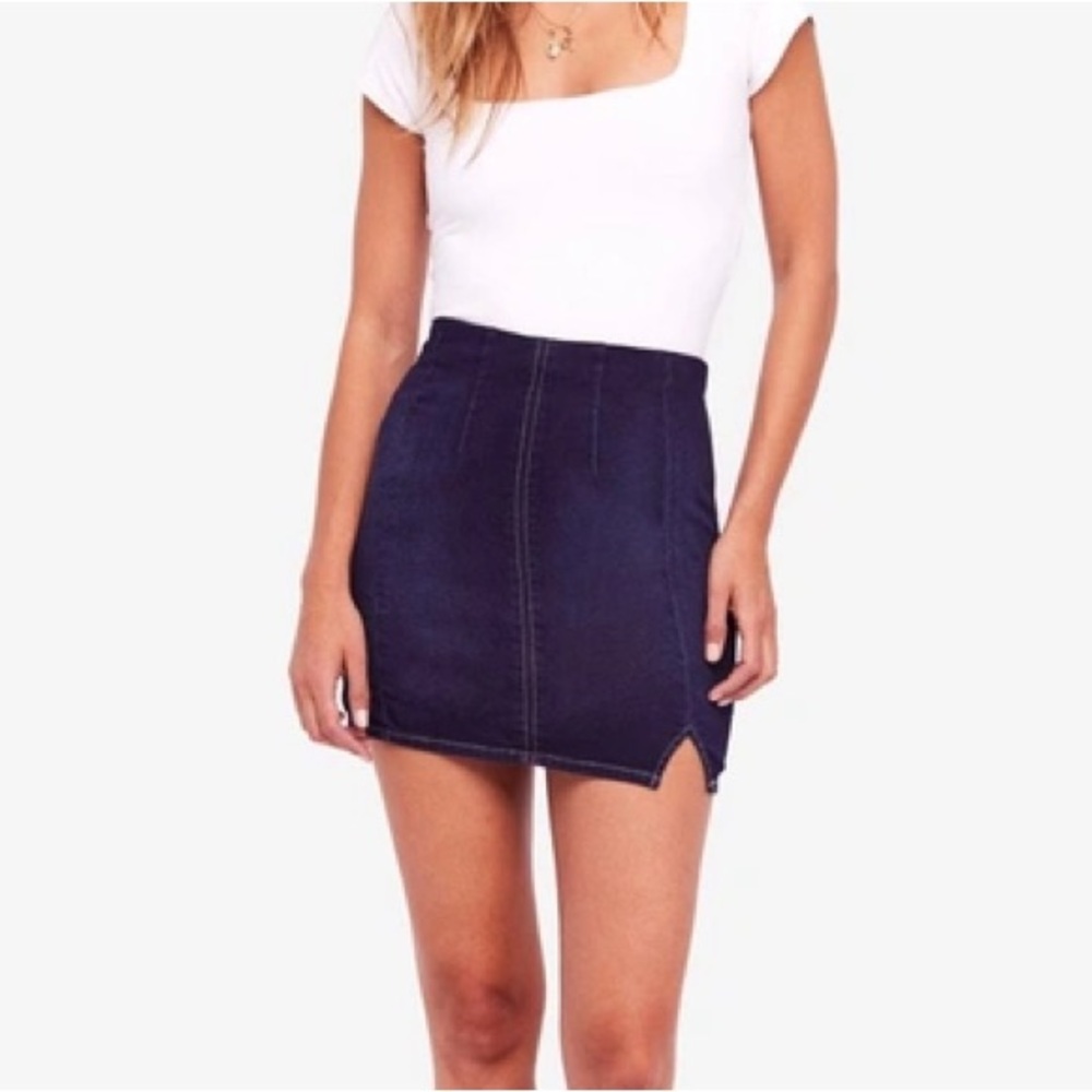 Free People Femme Fatale Stretch Denim Mini Skirt